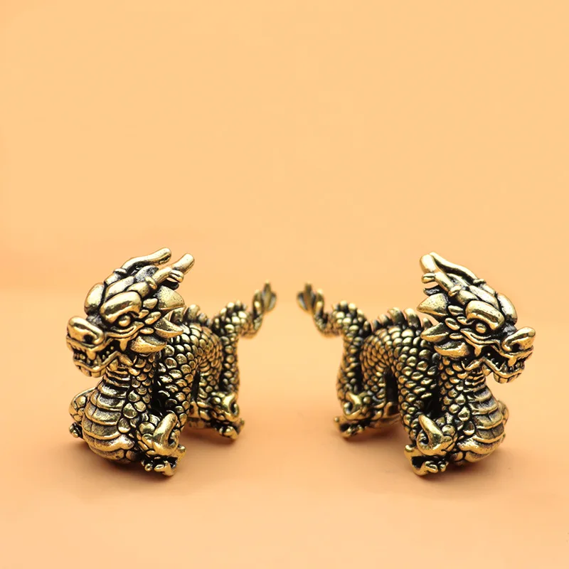 Fengshui Chinese Dragon Statue Figurines Vintage Brass Lucky Turtle Animal Decorative Figurines Home Decoration Ornaments Crafts