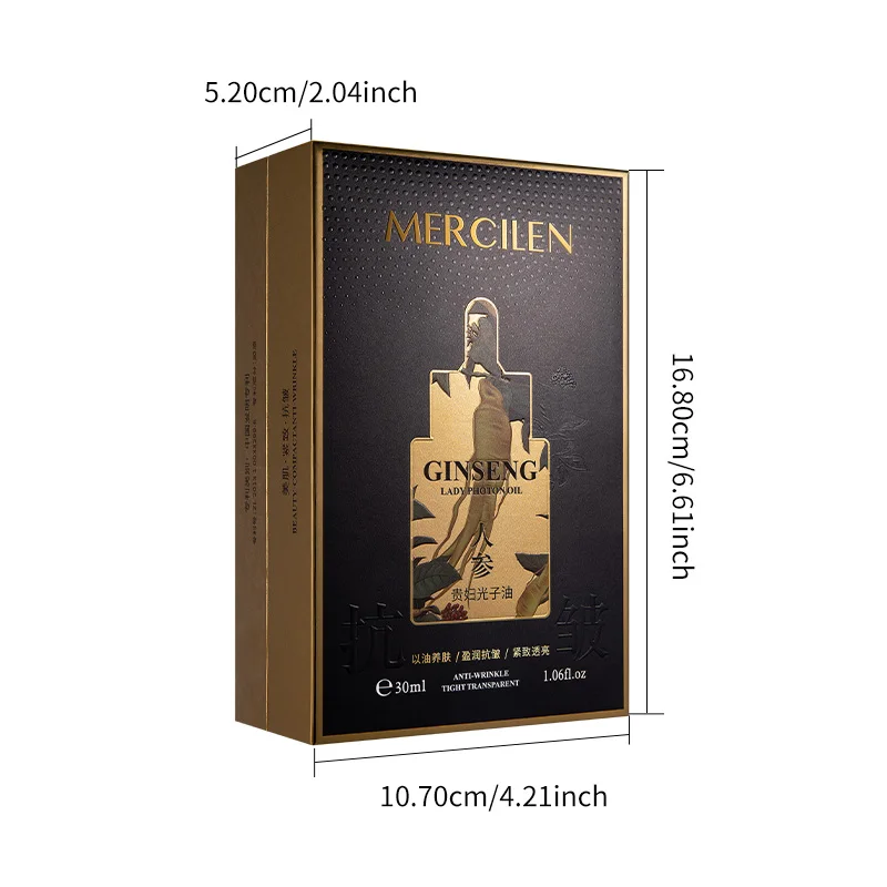 Mercilen Ginseng Collagen Essence Oil 30ml, Deeply Nourishes, Evens Out Skin Tone, Makes Skin Look Younger, Facial Skincare Product, Suitable for All Skin Types, Moisturizing and Firming Essence