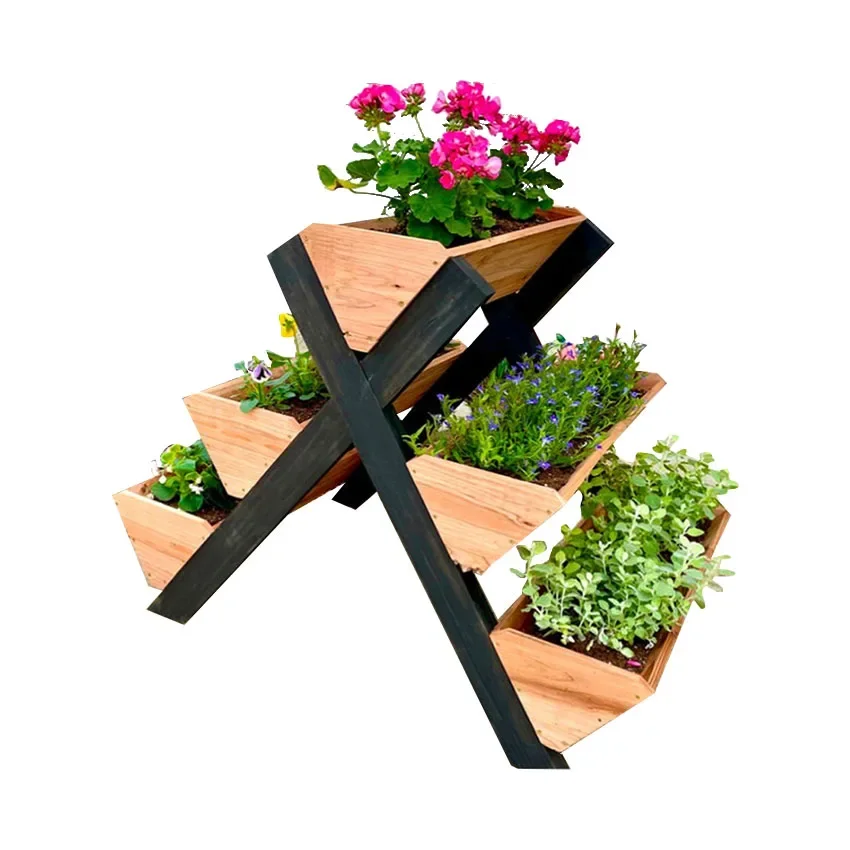 Wooden3 Tiers Raised Beds Kit For Flower Vertical Raised Freestanding Garden Bed With Legs Garden Raised Garden Bed Planter Box