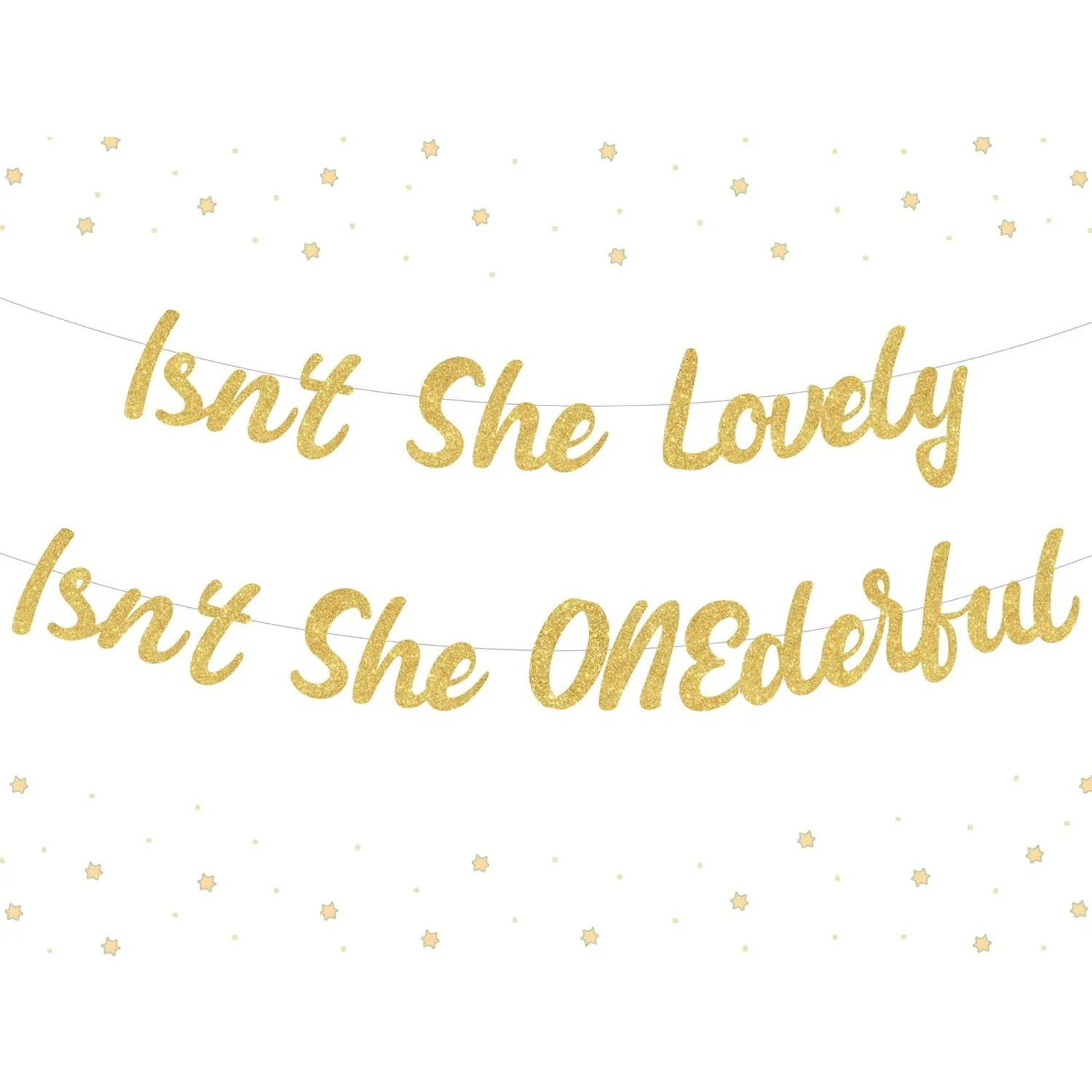 Sursurprise Miss Onderful decoración de primer cumpleaños, no es ella encantadora, no es ella Onederful Banner suministros dorados para primera fiesta de cumpleaños
