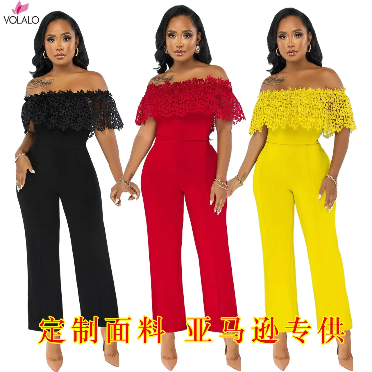 

Slim Woman Elegant Clothes Clothing Lace Party Pleated Long Jumpsuit For Women Female Romper One-piece Bodysuit Overalls Outfits