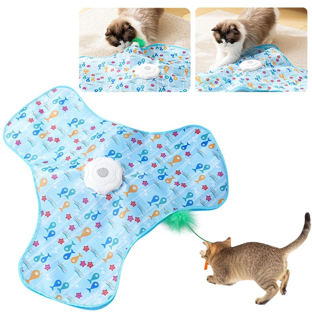 Jouets intelligents pour chat, jouet interactif cache-cache avec souris, mouvement grinçant activé, plumes dissimulées mobiles, jouet Teaser pour chaton