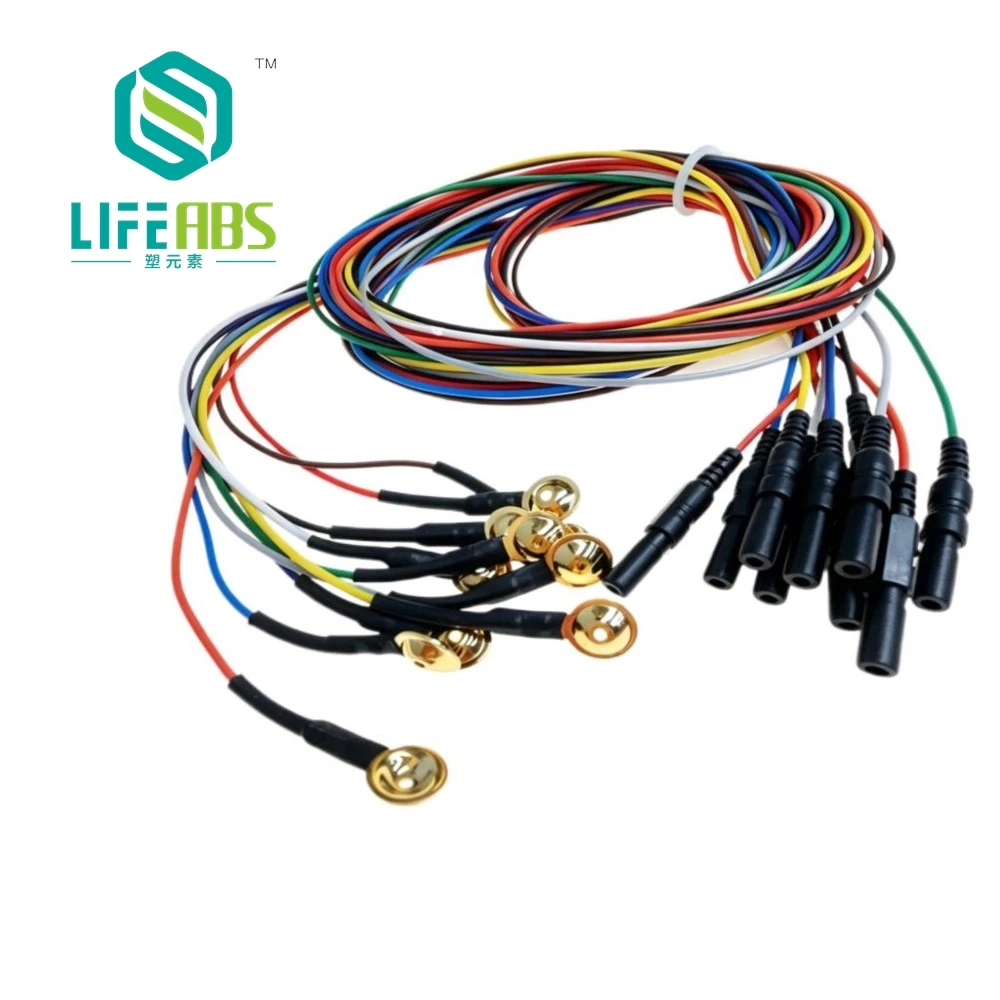 10PC Color brain electrode EEG wire brain conductance wire 10 starting gold-plated disk mounted electrode wires DIN1.5mm