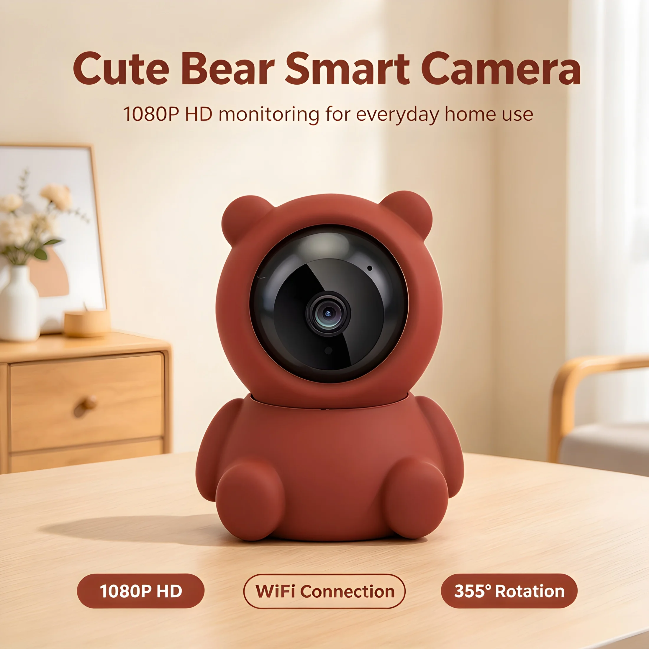1080p HD Smart Security Camera with Two-Way Audio Night Vision Motion Detection PTZ Control Cloud And SD Card Storage