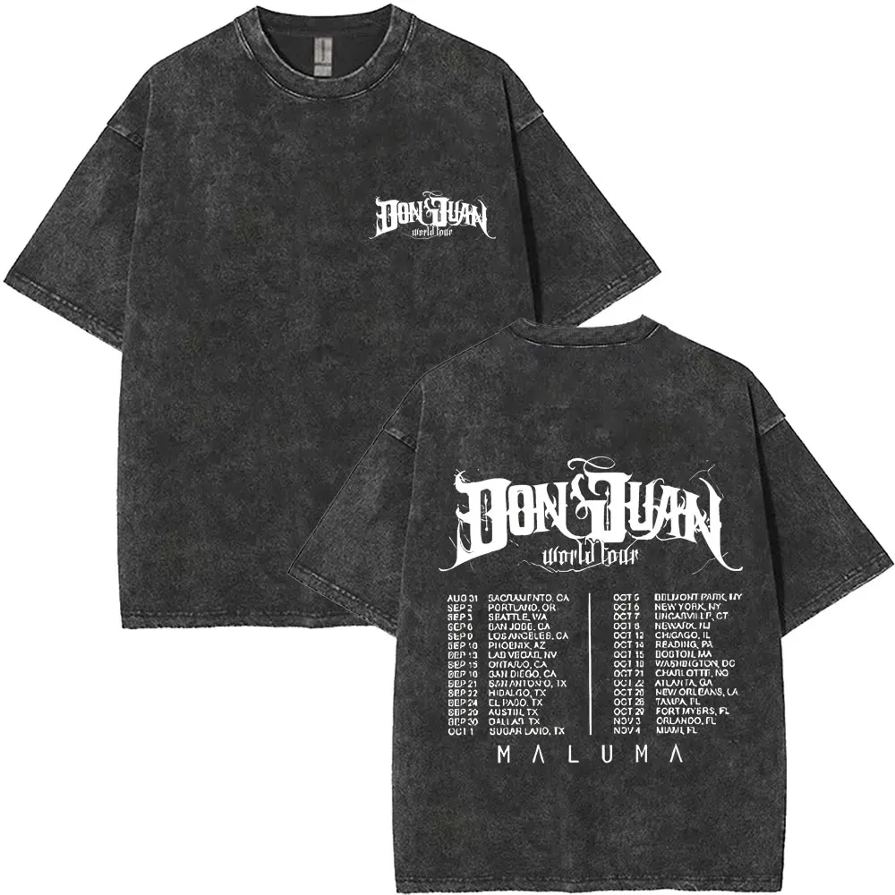 Singer Maluma Don Juan World Tour Washed Vintage T-shirt Men Women Casual Oversized Tshirt Male Fashion Hip Hop Rap Streetwear