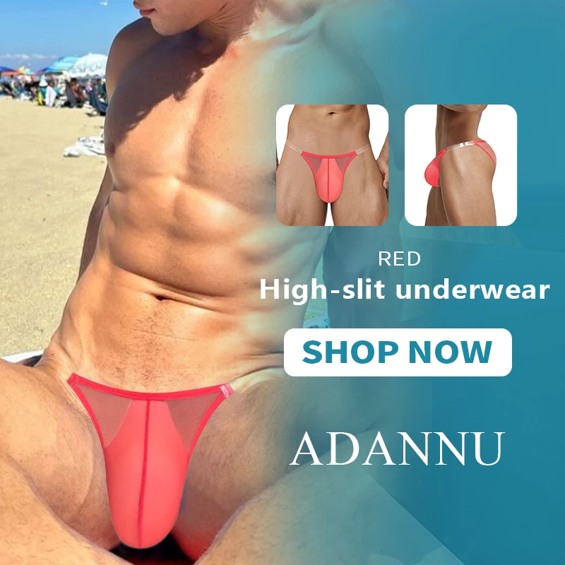 ADANNU Men Underwear Briefs Low Waist Transparent Mesh Sexy Bikini 0.01 Ultra-thin Transparent Mesh Fabric Breathable Brief