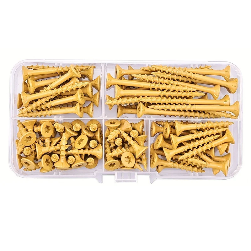 1 Set 200Pcs Coarse Thread Deck Self Drilling Screws Star Flat Head Rustrust Prevention Wood Fasteners Repair Tools