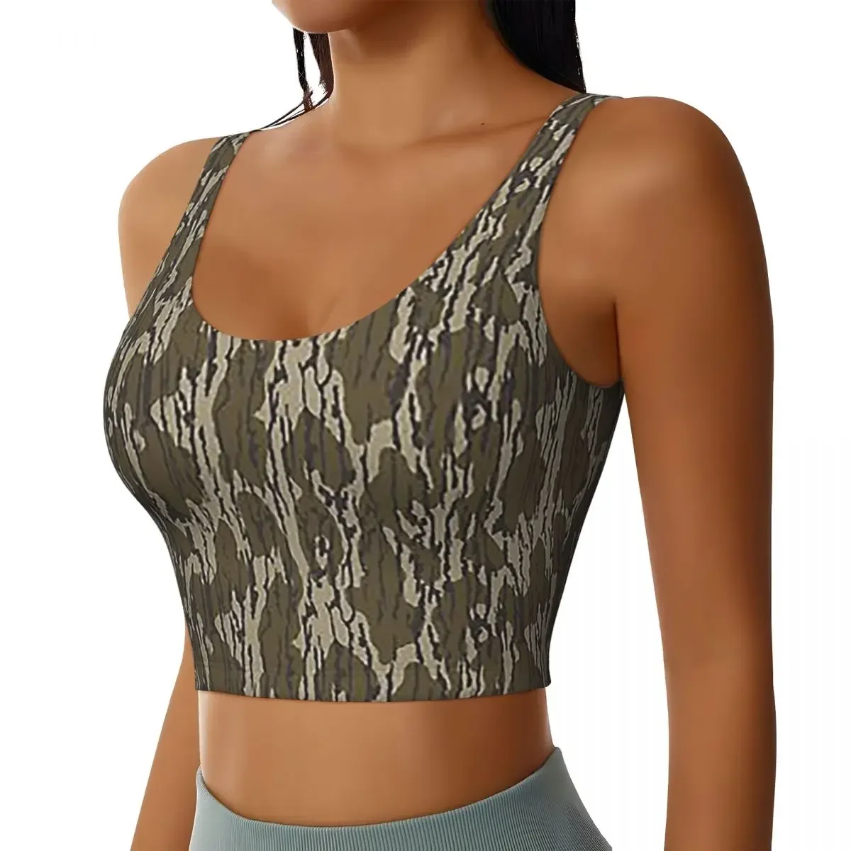 Custom Everything Bottom Lands Camo Women Sports Bra High Impact Vest Gym Workout Yoga Crop Tank Tops