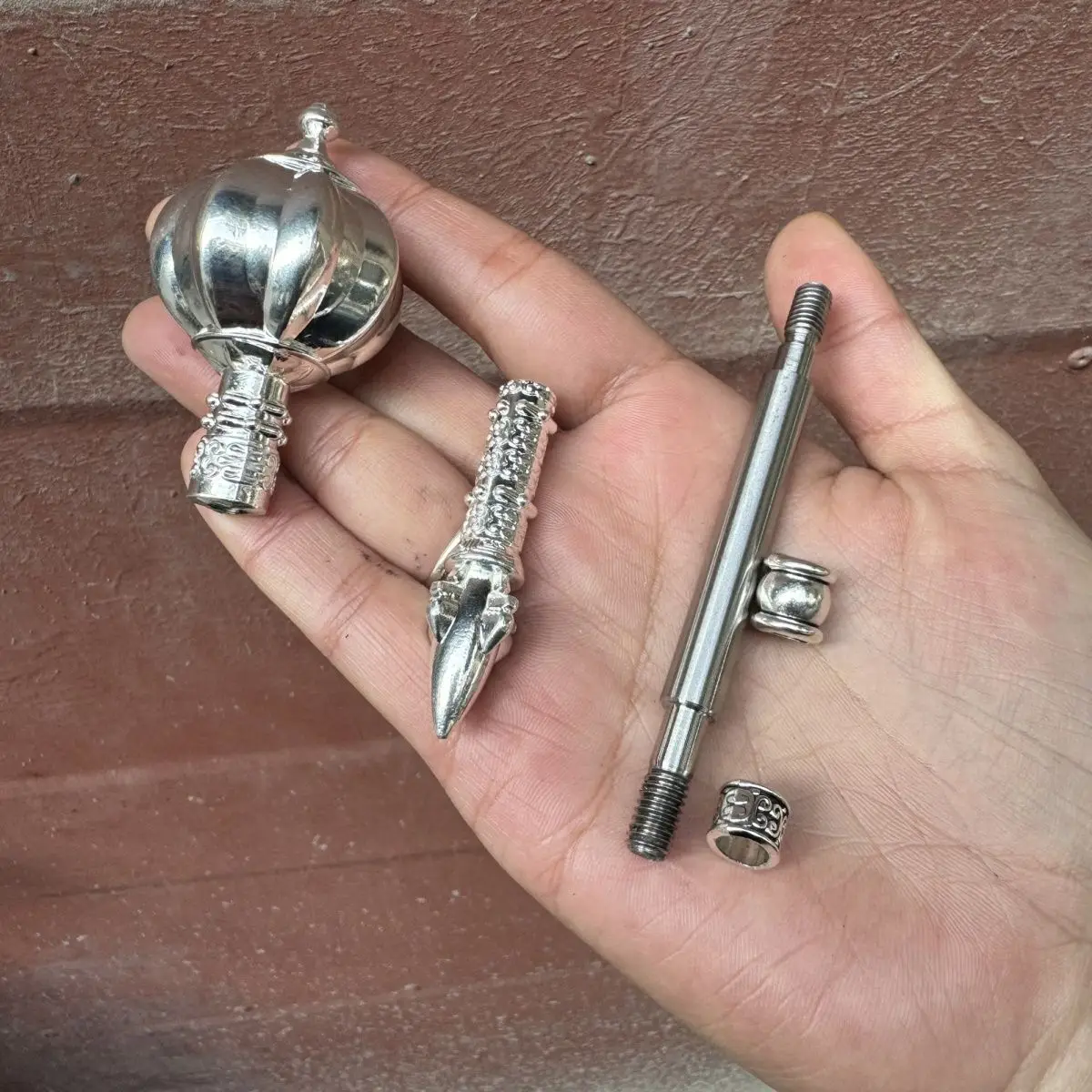 Outdoor Portable EDC Short Handle Golden Melon Hammer Tea Needle Table Ornament Tool