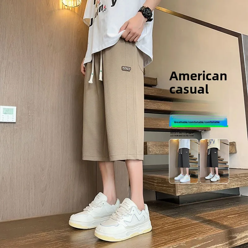 

2025 New Shorts Men's Summer Thin Fashion Brand Casual 7-point Pants Wear Loose Straight Tubes Short Gym Man Cargo Pants Mens