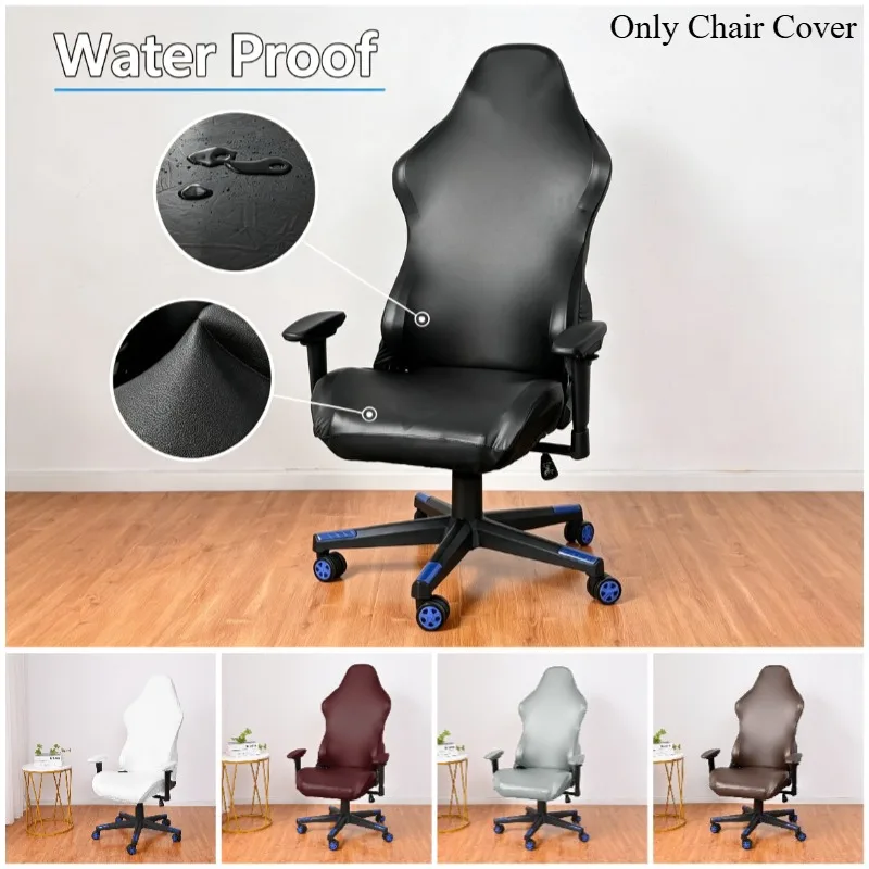 Ergonomic Waterproof PU Leather Office Computer Game Chair Slipcovers Stretchy Swivel Reclining Racing Gaming Chair Covers