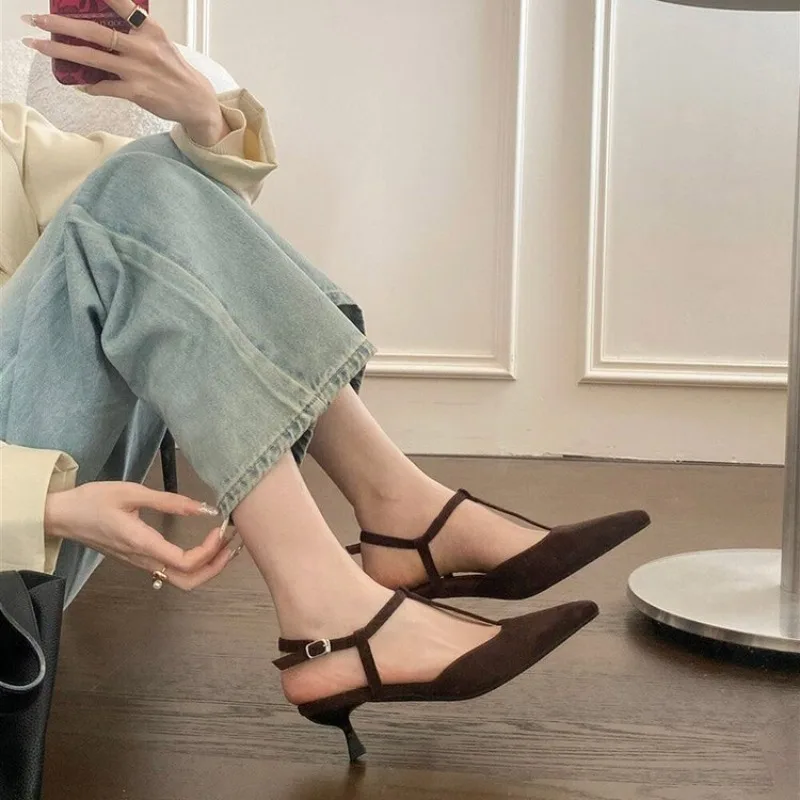 Women's Sandals Summer New Pointy Hollow Thin Belt Buckle Sandals Casual Fashion Innovation Non-slip Sandals