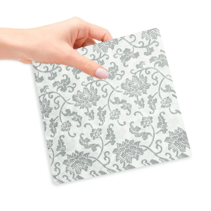 Printed Tissue Paper Summer Cocktail 33*33 Coloured Napkins Silver Pattern Party Birthday Paper 20pcs