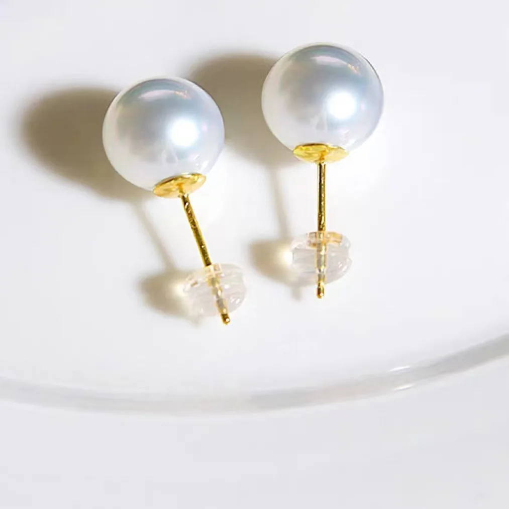 

Natural AAA+++ 10-11mm 11-12mm akoya White Pearl Earrings 14kp yellow gold