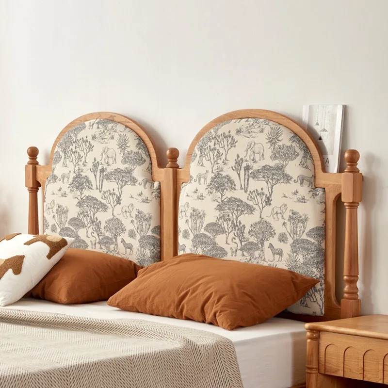 

Customizable Nordic Simple Solid Wood Retro Bed Black Walnut Softbag Backrest Double Bed Bedroom