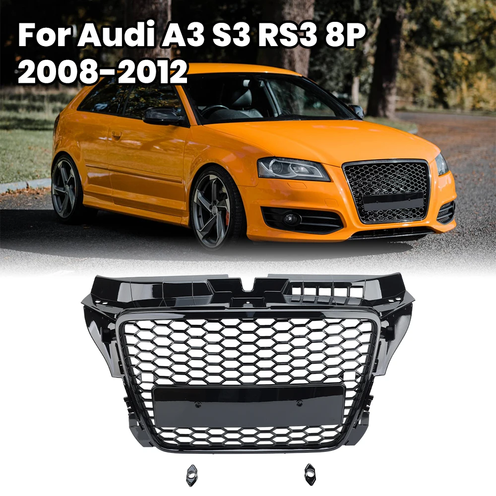 

Решетка переднего бампера с сотовой сеткой для Audi A3 S3 RS3 8P 2008 2009-2012 EU ABS подходит для замены 8P0853651 аксессуары глянцевый черный