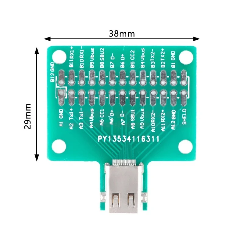 Тестовая плата адаптера гнездового сиденья TYPE-C USB3.1 с печатной платой, 24-контактный разъем кабеля для передачи данных с гнездовой головкой 38*41 мм