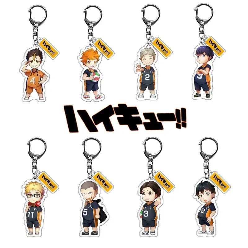 Anime Figure Shoyo Hinata Tobio Kageyama Daichi Sawamura Key Ring HD Pattern Acrylic Key Chain Pendant Model Plate Toy Gift