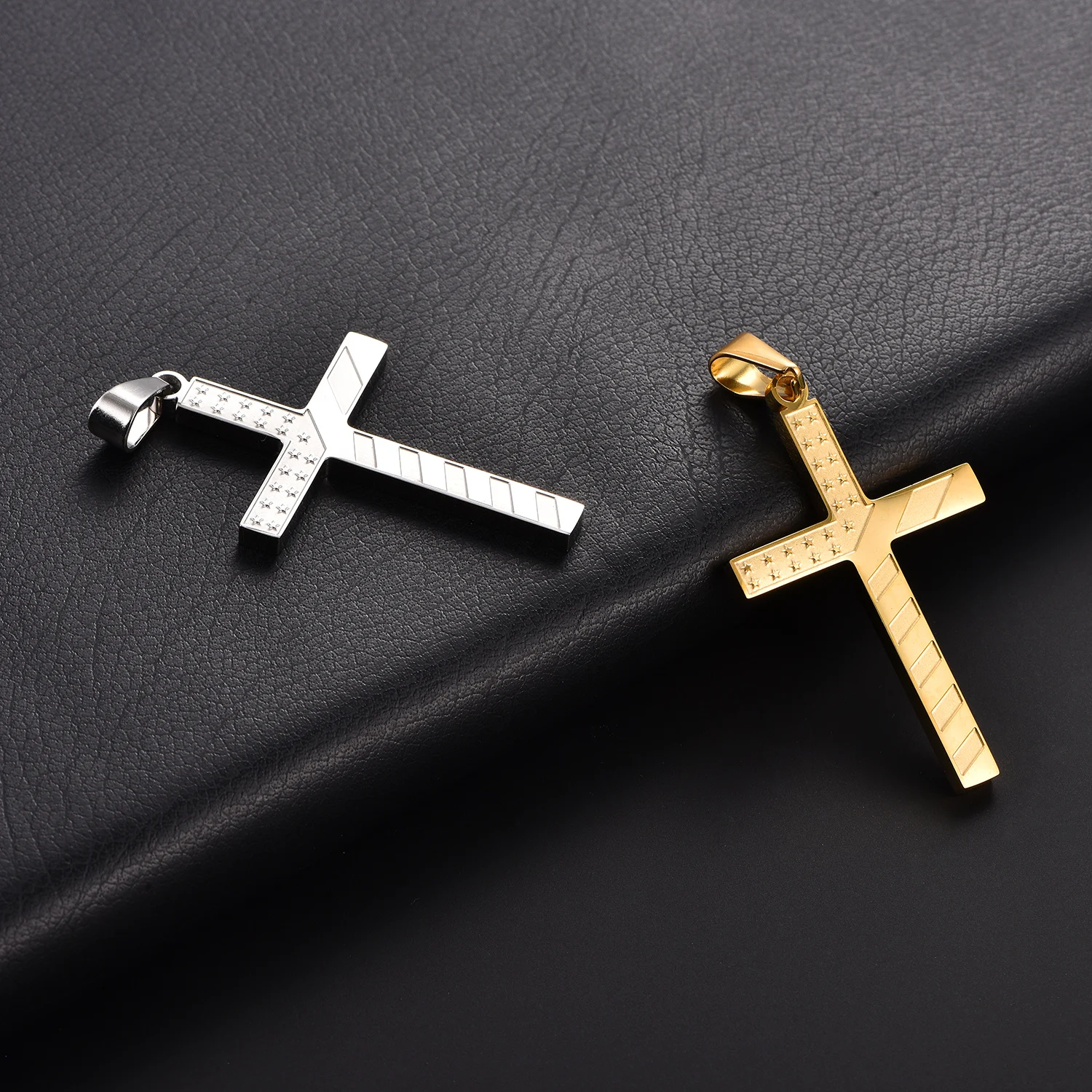 Hip-Hop Amerikanische Flagge Kreuz Edelstahl-Anhänger Religiöser Sterne-Streifen-Flaggen-Charm Hip-Hop-Ketten-Schmuck Geschenke – Detail 5