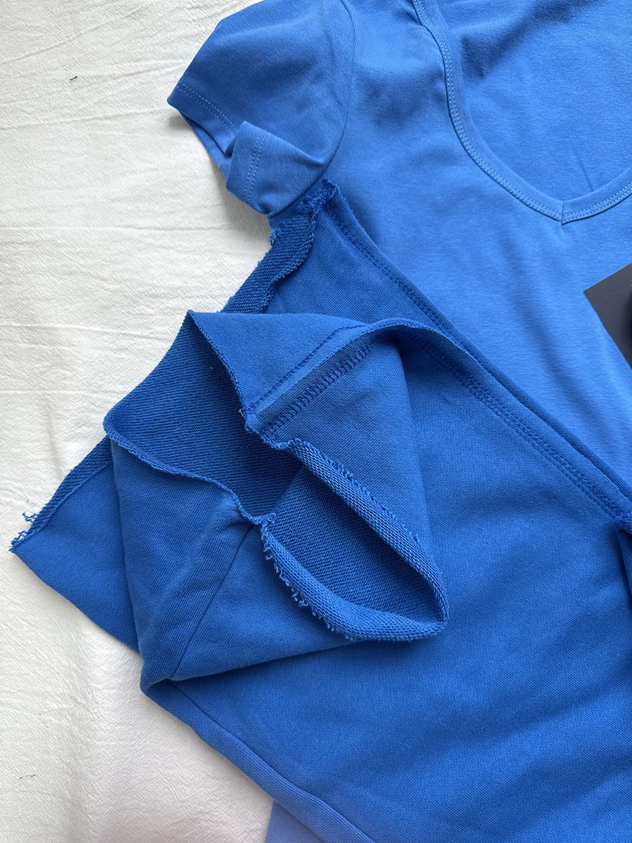 Electric Blue T-shirt Pant Sets Women Y2K Casual Basic O-neck Short Sleeve Tee+Straight Sweatpant Cute Preppy Style 2 Piece Set view 2