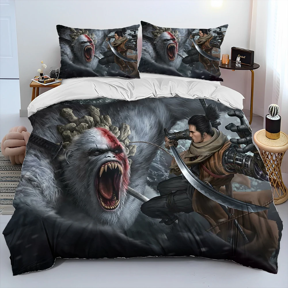 Sekiro Shadows Die Twice Game Game Comforter Bedding Set,Duvet Cover Bed Set Quilt Cover Pillowcase,king Queen Size Bedding Set