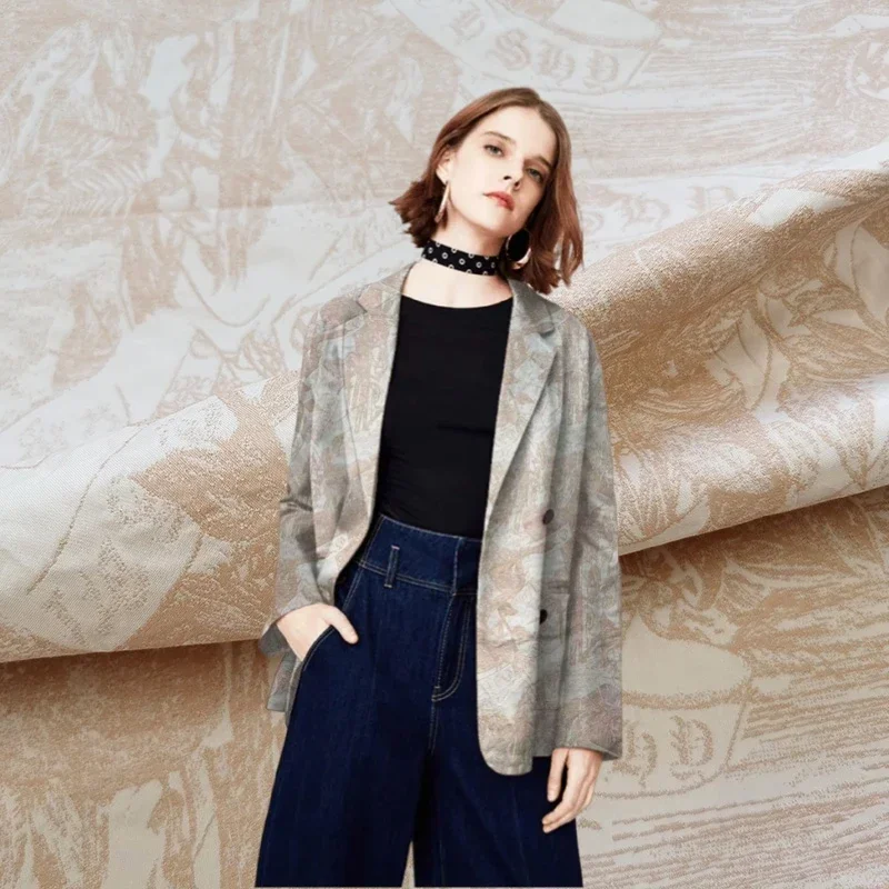 

Жаккардовая парча, окрашенная в пряже ткань, европейский бренд, модный дизайн, осенне-зимняя ветровка для платья, ткань для шитья своими руками, материал