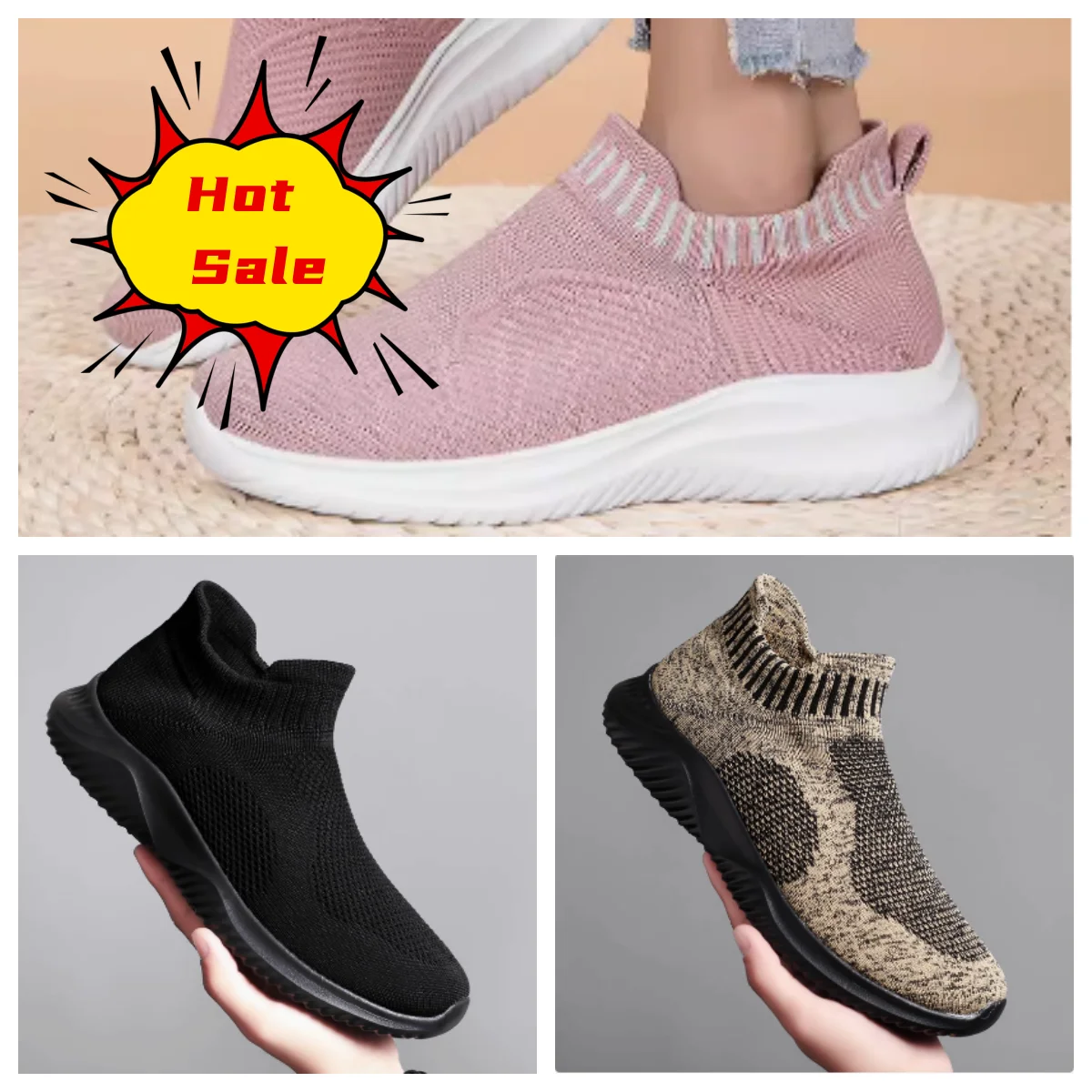 

Fly-woven mesh shoes, slip-on shoes, soft soles, non-slip casual sock shoes