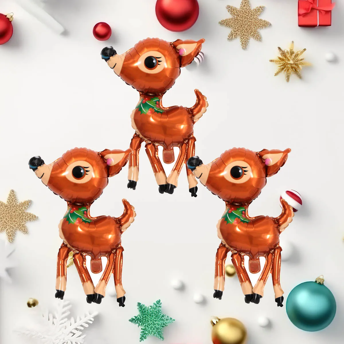3 Stück Weihnachten Rentier Luftballons Elch Ballon Weihnachtsdekorationen für Zuhause Weihnachtsfeier Dekoration Navidad 2026