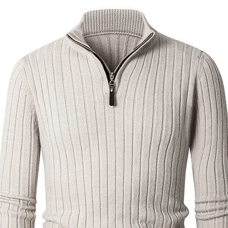 Men's Cotton Blend Knitwear Sweater Half Zipper Turtleneck Warm Pullover Quality Male Fit Winter Knitted Sweatshirts for Autumn