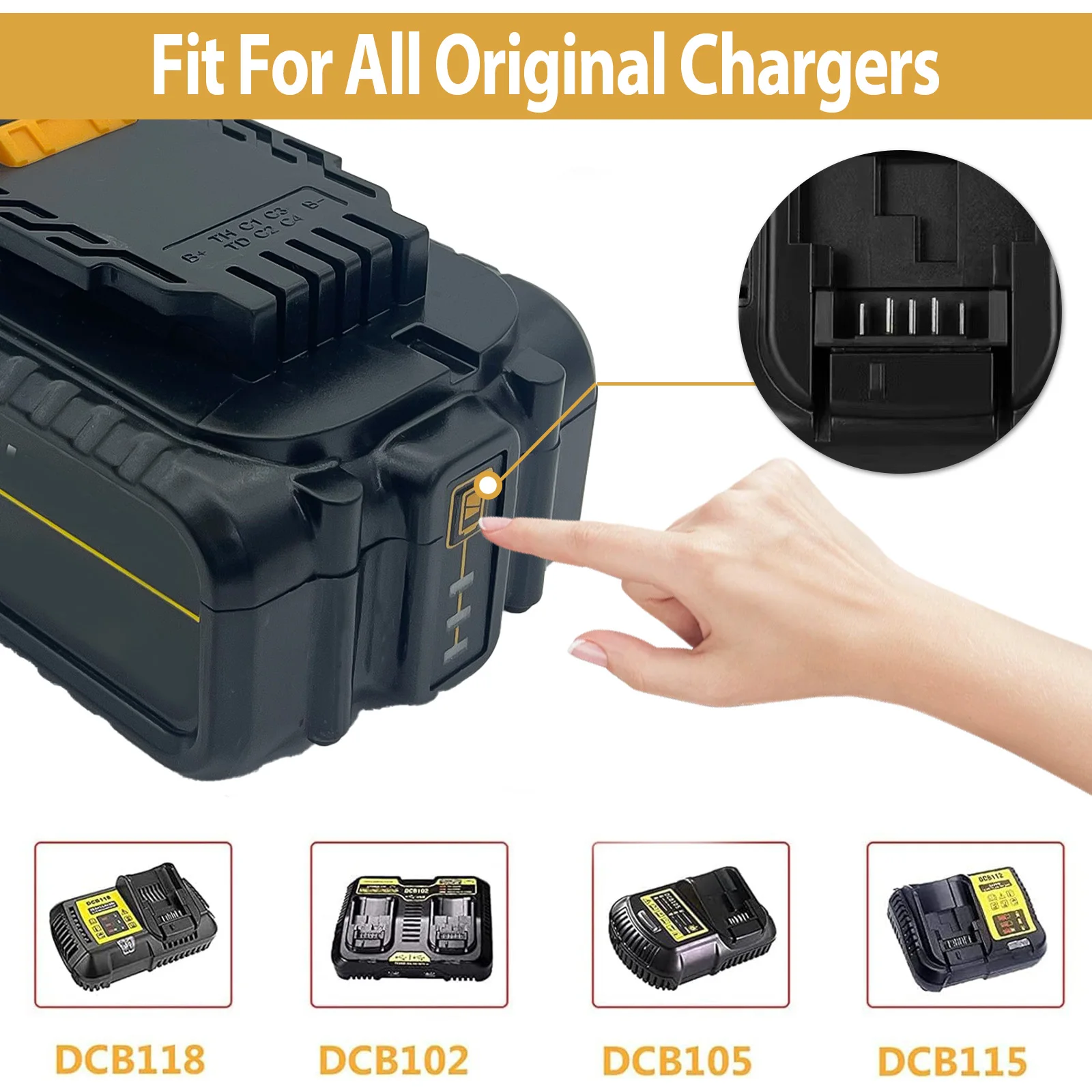 2 件 for 20V 7.0Ah 锂电池 Power Tools Dcb118 Dcb102 Dcb105 Dcb115 for Dewalt 20V Battery Recgeable Electric Tools Set