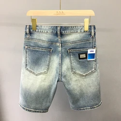 High Street American Fashion Vintage Casual Basic Denim Shorts for Men Summer Thin Half Jeans Old Streetwear 24SS Y2k Youth Male