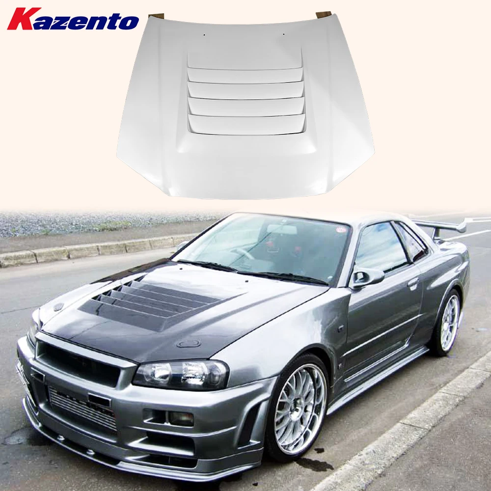

For Nissan Skyline R34 GTR NIS Style Fiberglass Unpaint Front Hood Bonnet( Ocean freight is favorable, welcome to inqury)