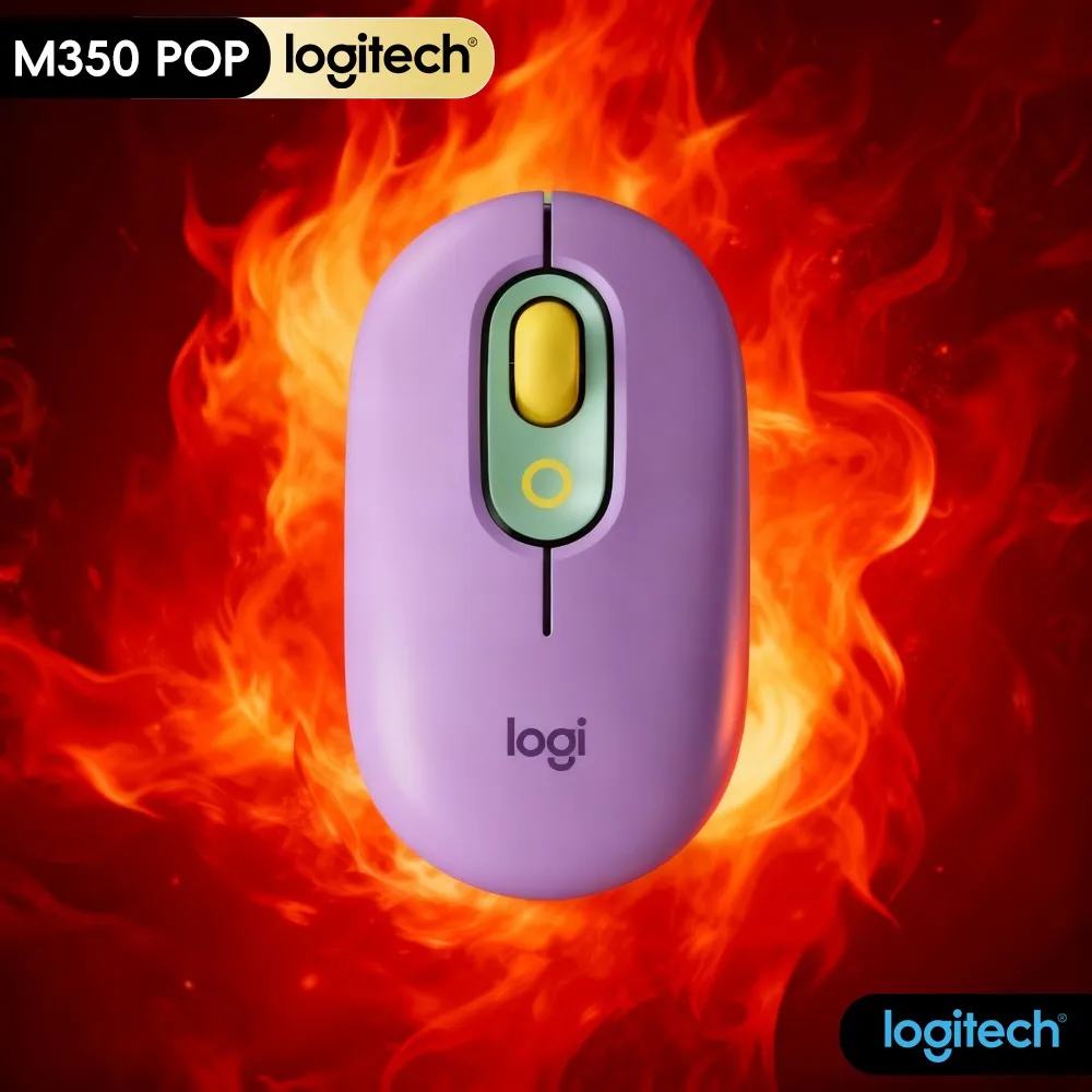 Logitech M350 POP Wireless Mouse 77G Light Auto Sleep Power Save Quiet Operate Library Café Home Office Travel