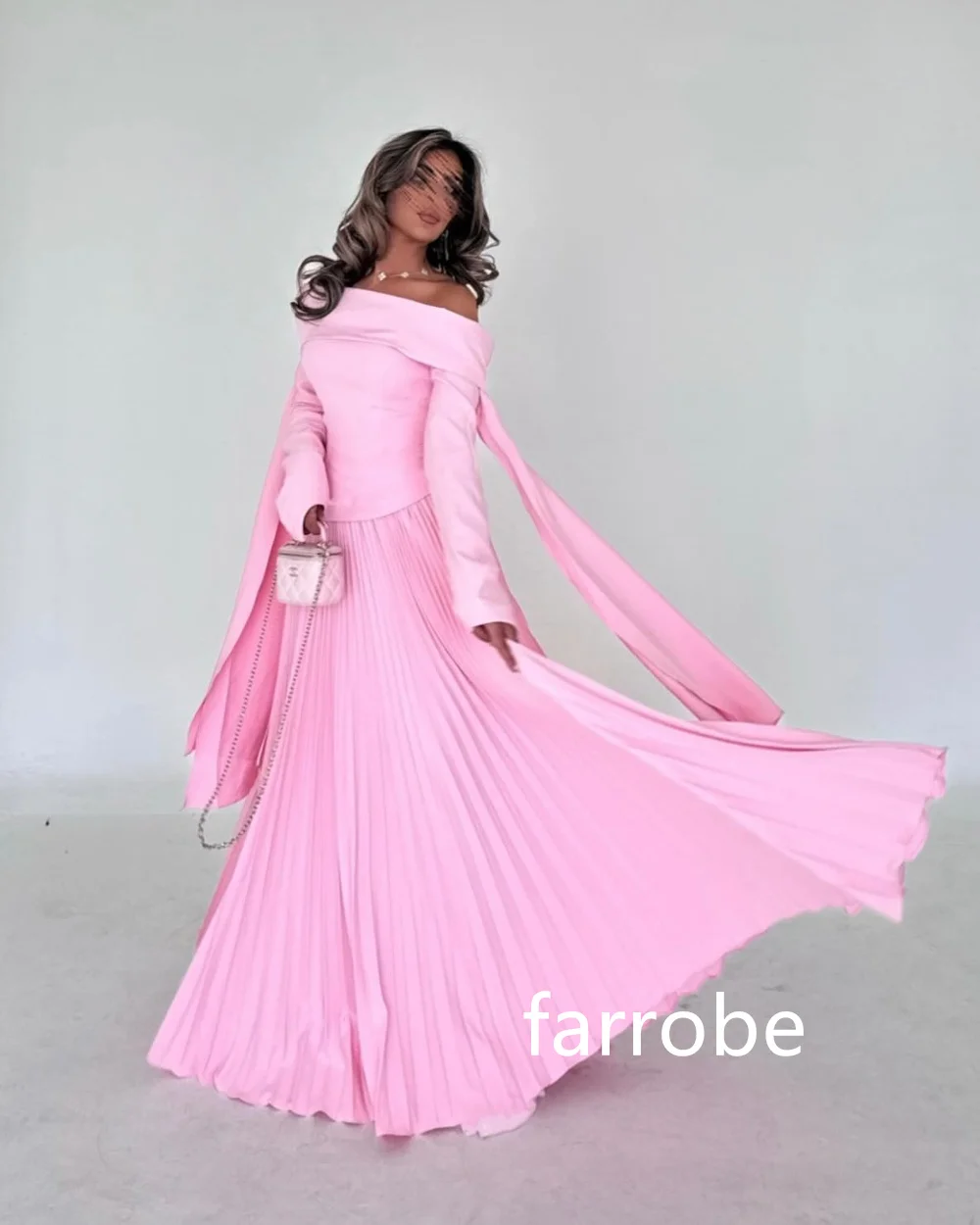 Customized Elegant Jersey Pleat A-line Off-the-shoulder Midi Dresses Prom Dresses Classic Exquisite Modern Style Pastrol  Chines