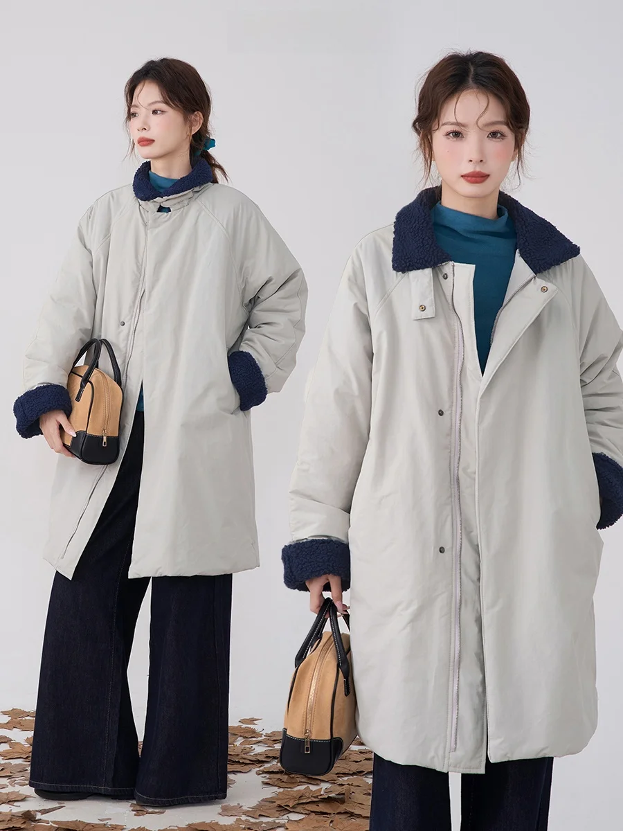 

Heme зимнее женское пальто из меха ягненка, длинное пальто средней длины с застежкой на одной пуговице Sve с воротником-стойкой