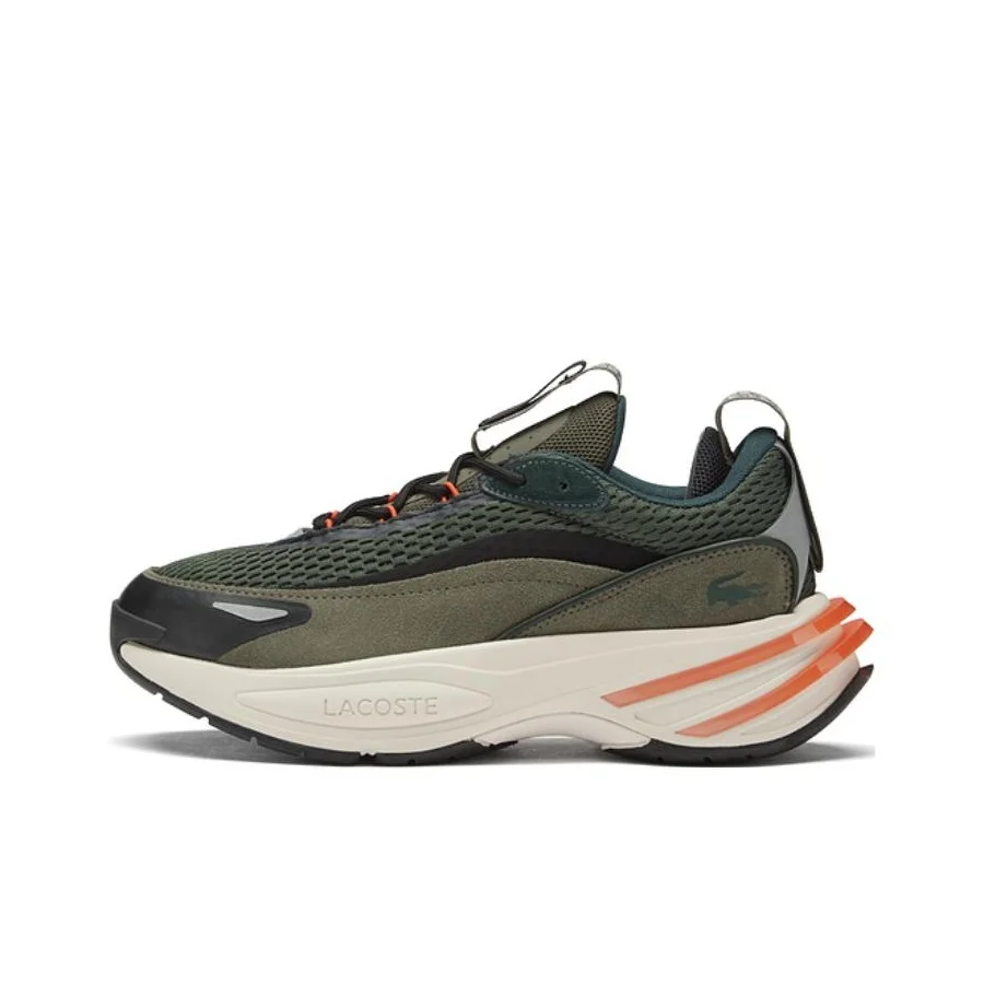 POIZON LACOSTE Sapatos casuais confortáveis ​​com bico redondo e cano baixo masculinos verdes