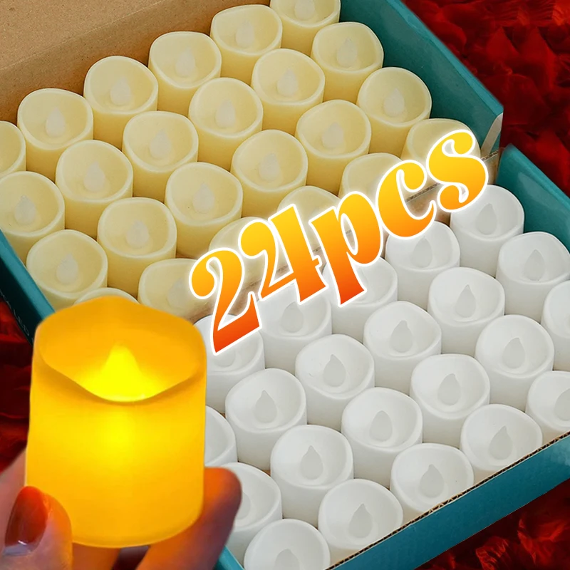 أضواء الشموع الإلكترونية LED موجة الجانب عديمة اللهب الشاي ضوء زر بطارية الشموع مصباح لحفل زفاف عيد الهالوين زينة عيد الميلاد