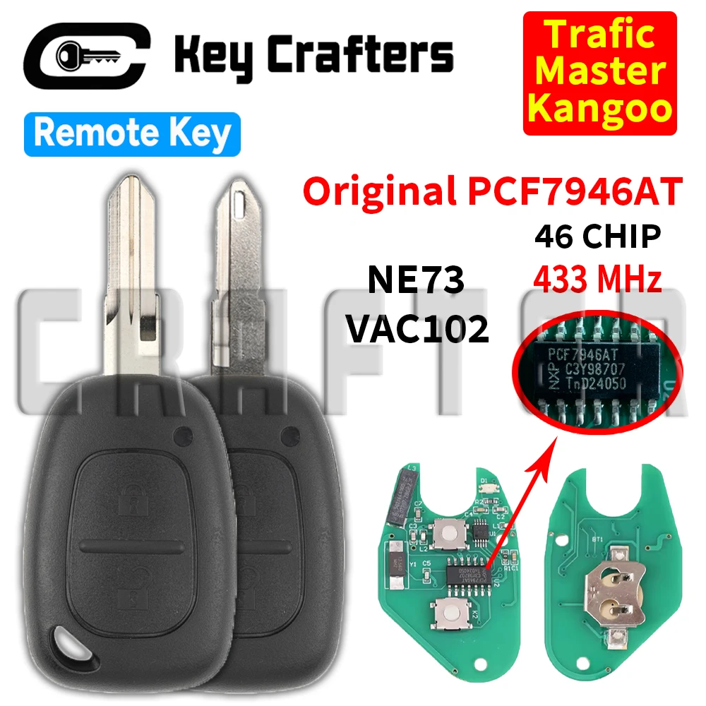 

Оригинальный ключ Key Crafters CHIP46 PCF7946AT 433 МГц для дистанционного управления автомобилем Renault Trafic, Master, Kangoo, Movano, Opel Vivaro 2003-2012 годов выпуска
