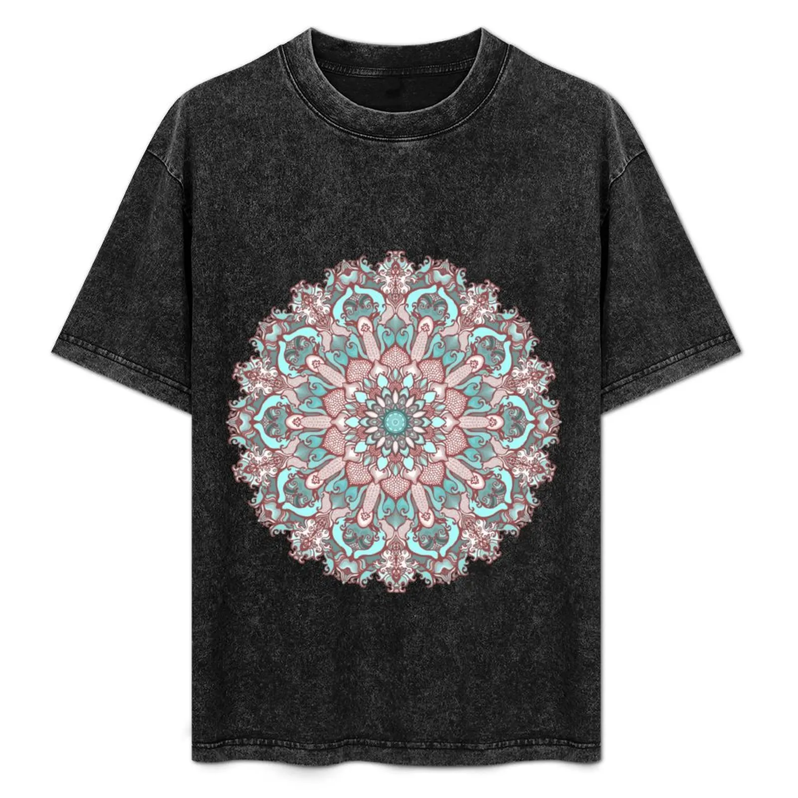 

mandala#31 on pink background T-Shirt Casual Graphic Print Tee