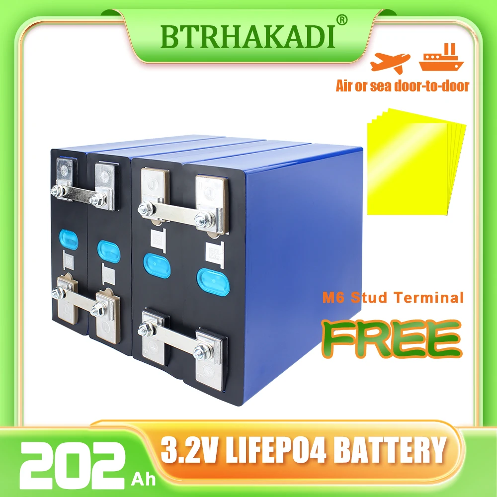 Brand New Lifepo4 200Ah LISHEN 3.2V 202Ah Grade A Lithium Iron Phosphate Cells Rechargable Battery for 12V 24V 48V RV UPS Solar