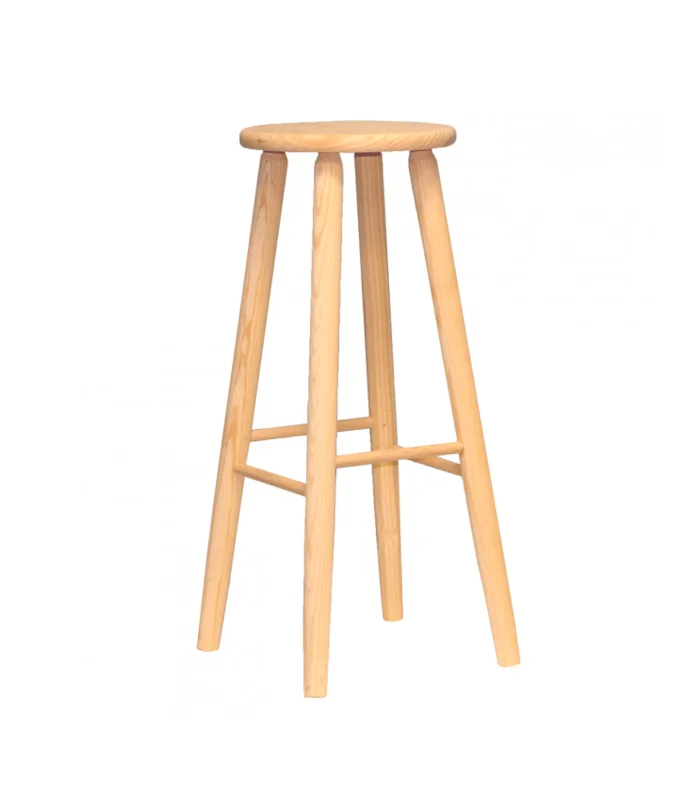 Round stool, round wooden stool with foot rest, 70x27.5x30.7 cm