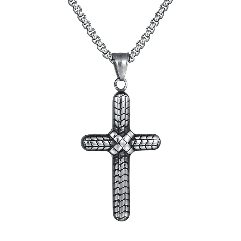 Stainless Steel Crucifix Link Chain Necklaces Delicate Cross Pendant Necklace Body Accessory 24"