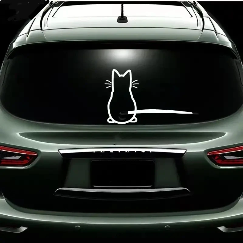 DS98# Cute Cat Car Window Sticker Waterproof Decoration with PVC for Universal Car