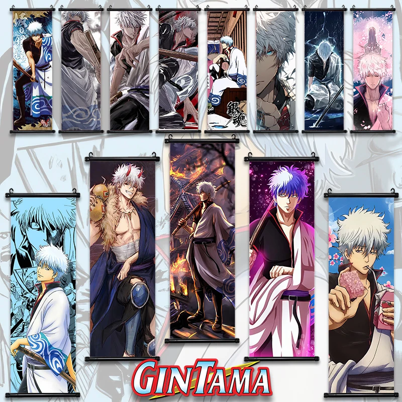 

Gintama Gintoki Scroll Sadaharu Kotarou Shinsuke Canvas Wall Hanging Painting Home Decor Anime Poster Wall Art Room Decoration
