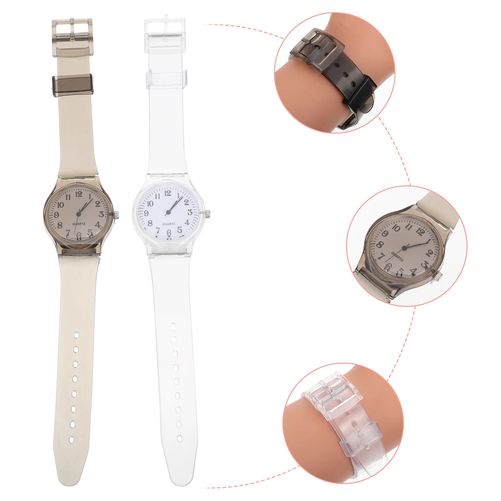 Reloj de plástico duradero, resistente al agua, elegante, regalo para estudiantes escolares, relojes de moda, 2 uds.