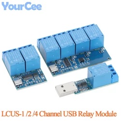 LCUS-1/ 2/ 4 Channel USB Relay Module Type-C/USB-A Electronic Converter PCB Intelligent Control Switch 5V 10A JQC-3FF-S-Z Relay