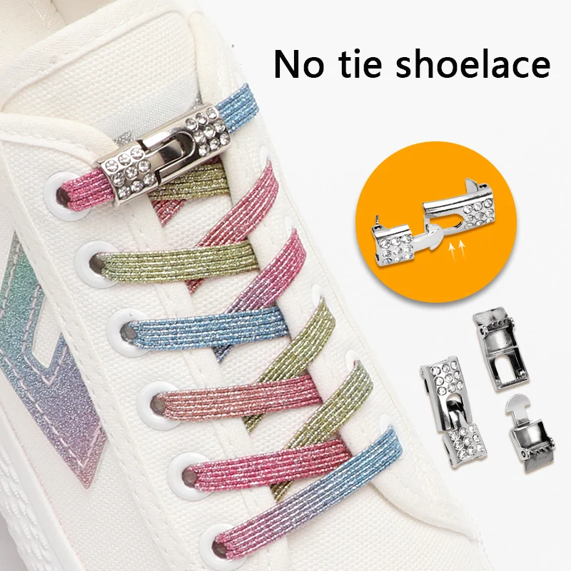 No tie Shoe Laces For Sneakers Elastic Shoelaces Masonry Metal Lock Quick on and off security Lazy Shoes Lace Accessories