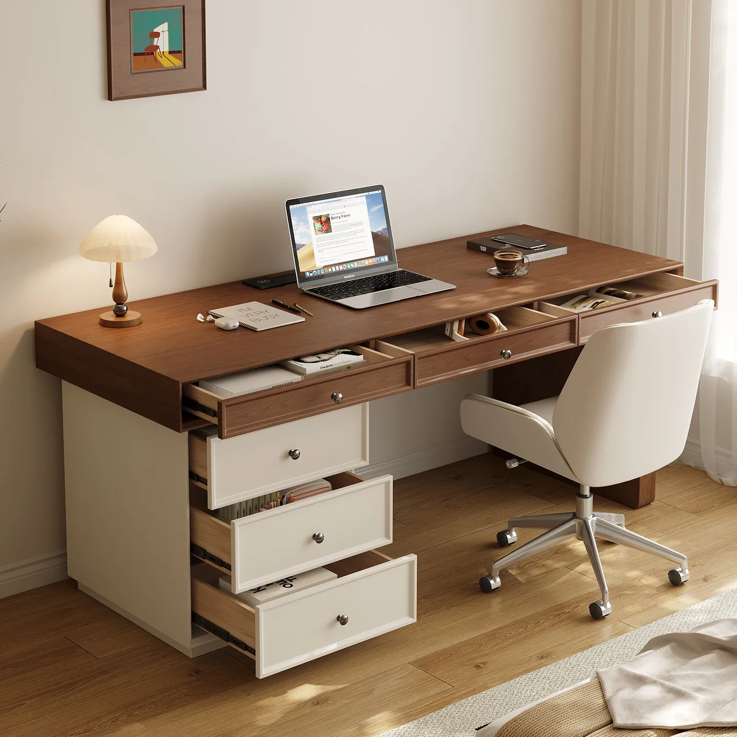 New Chinese solid wood desk, home office , drawer writing desk, computer , study desk, workbench with drawers