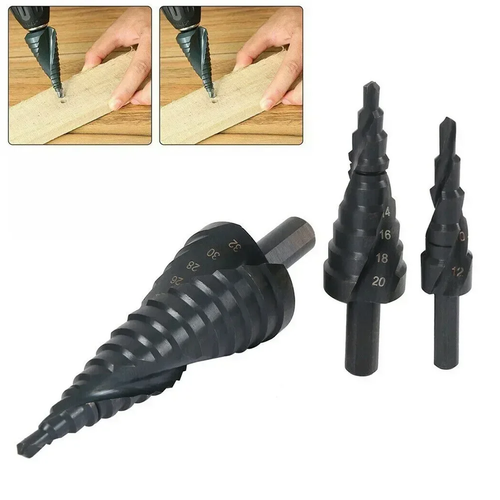 Coated Step Drill Bit Set 4 32mm 15 Steps High Speed Steel Hole Cutter for DIY and General Building Engineering