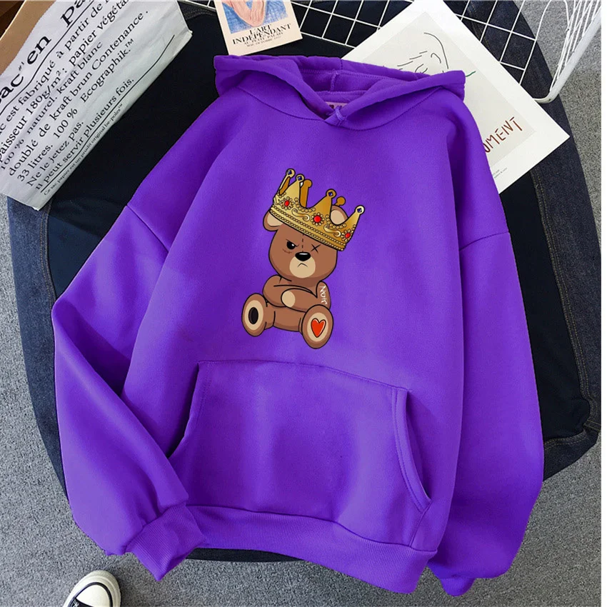 Fashion cartoon Women\'s Hoodie Teddy Bear Print Hoodies Women Streetwear Pullover Harajuku Unisex Sweatshirt Oversized Clothes